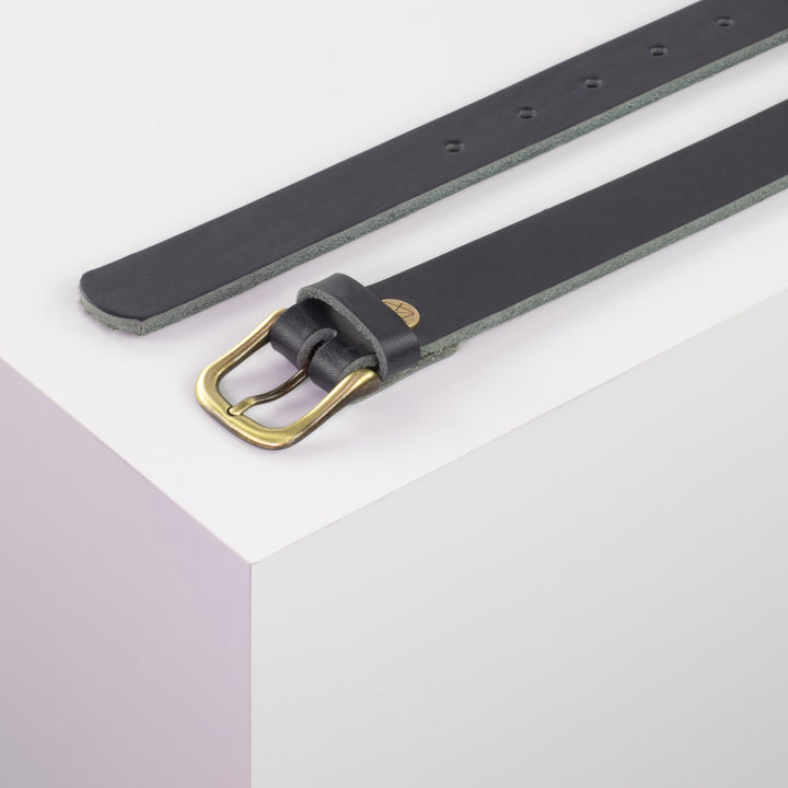 Ledergürtel 2,5cm mit Schnalle Chicago messing navi ohne Muster