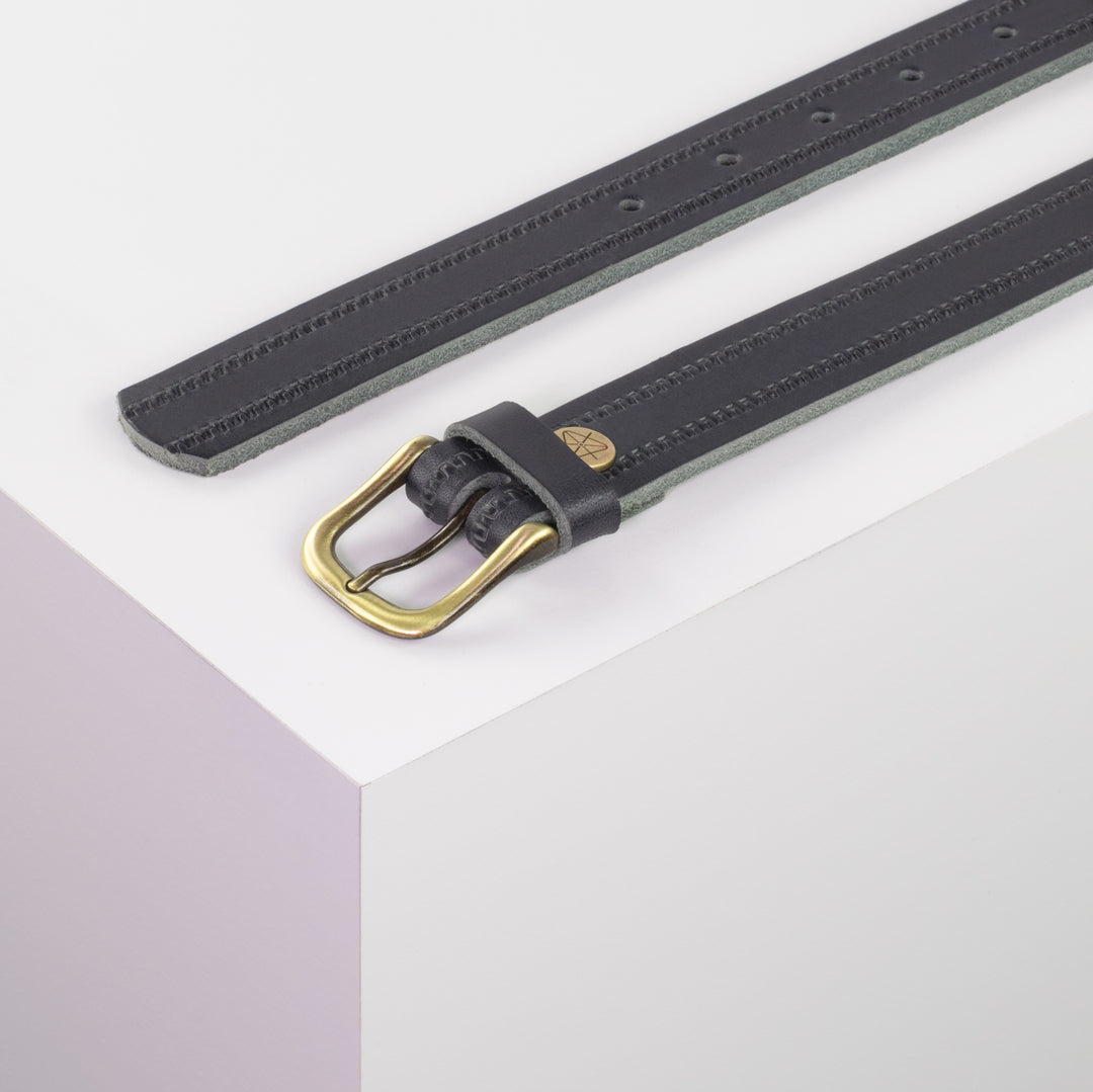 Ledergürtel 2,5cm mit Schnalle Chicago messing navi Reißverschluss