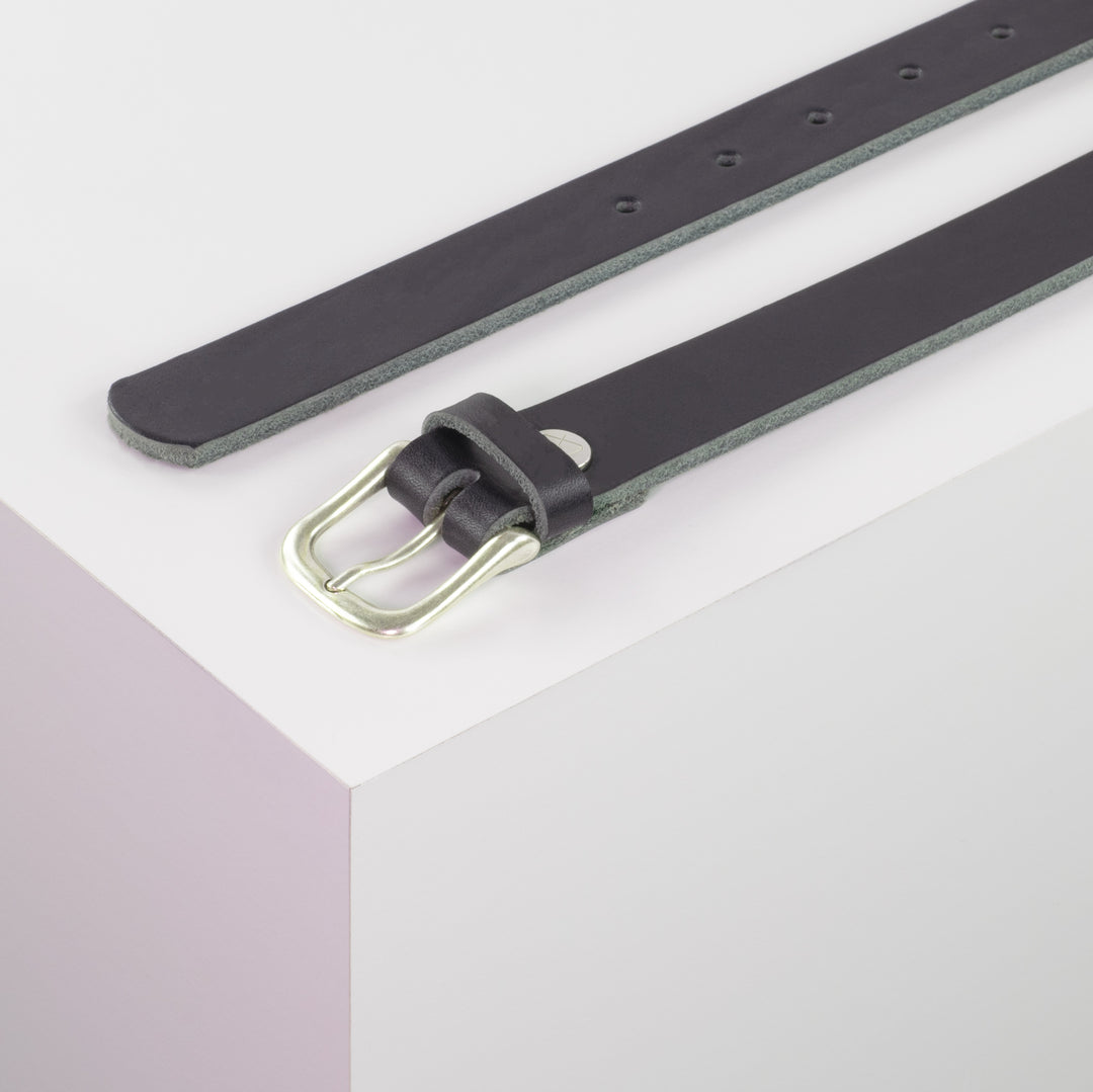Ledergürtel 2,5cm mit Schnalle Chicago silber navi ohne Muster