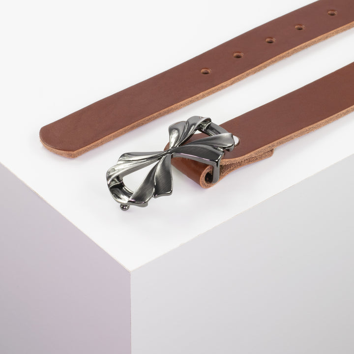 Ledergürtel 3cm mit Schnalle Paris cognac ohne Muster