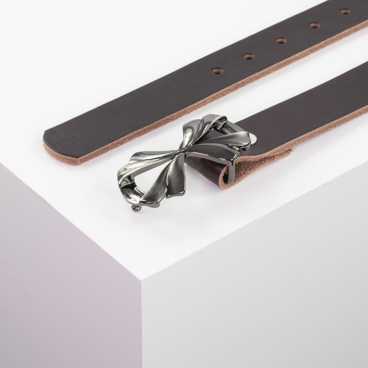 Ledergürtel 3cm mit Schnalle Paris dunkelbraun ohne Muster