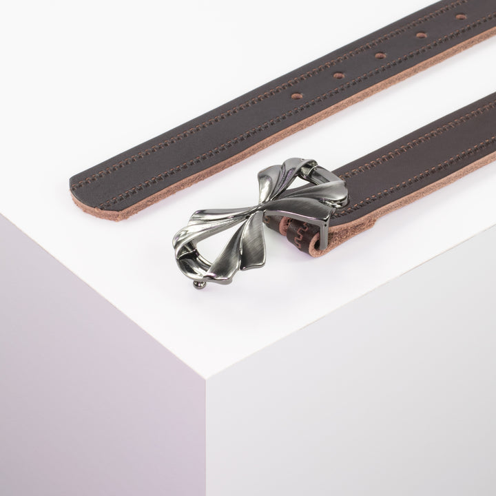 Ledergürtel 3cm mit Schnalle Paris dunkelbraun Reißverschluss