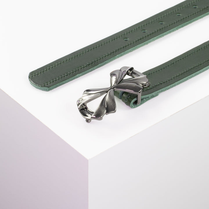Ledergürtel 3cm mit Schnalle Paris grün Reißverschluss
