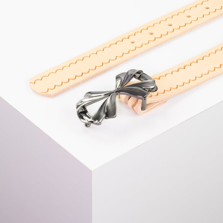 Ledergürtel 3cm mit Schnalle Paris natur kleine Welle