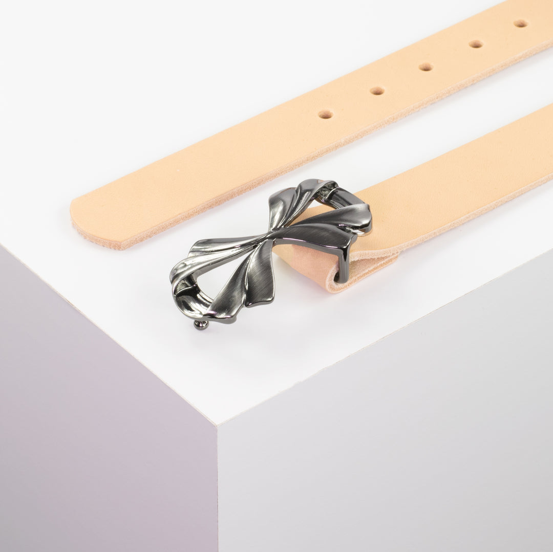 Ledergürtel 3cm mit Schnalle Paris natur ohne Muster