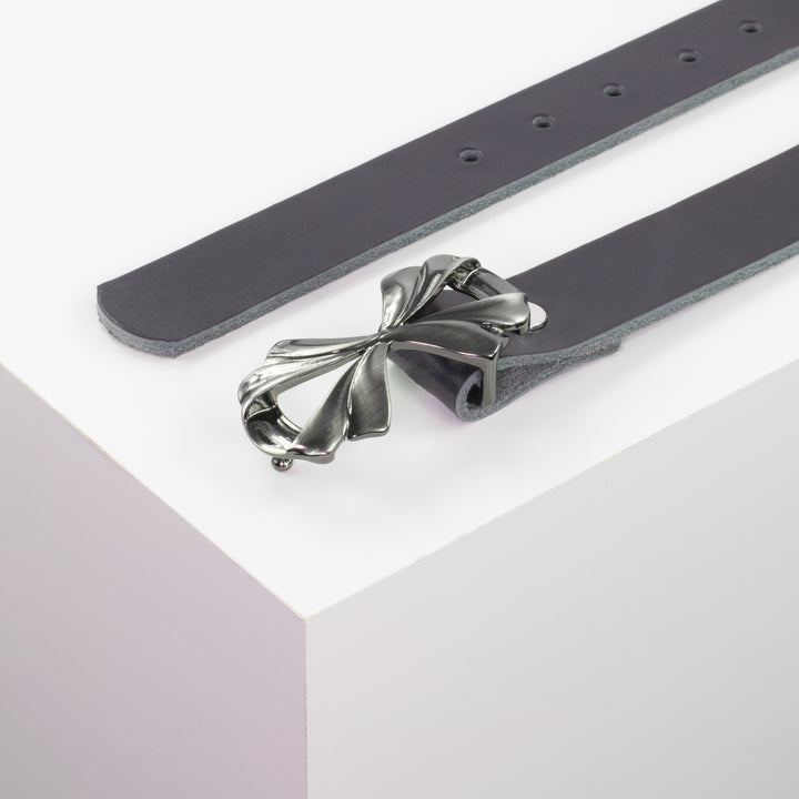 Ledergürtel 3cm mit Schnalle Paris navi ohne Muster