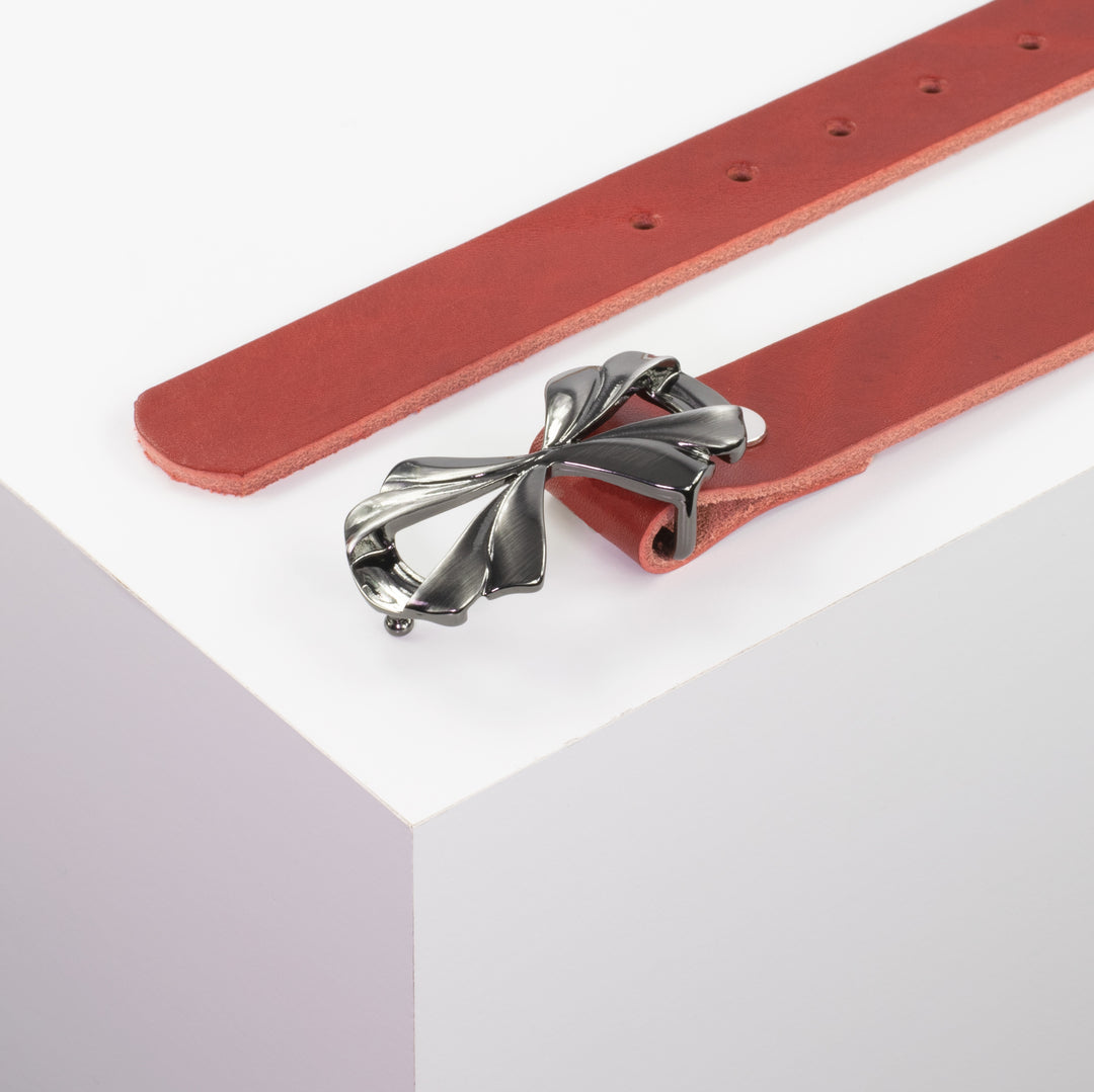 Ledergürtel 3cm mit Schnalle Paris rot ohne Muster