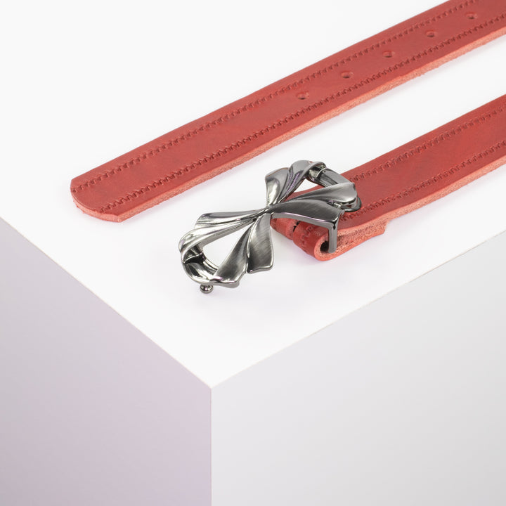 Ledergürtel 3cm mit Schnalle Paris rot Reißverschluss