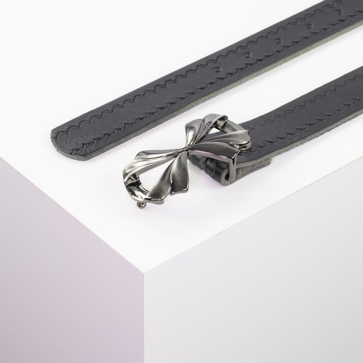 Ledergürtel 3cm mit Schnalle Paris schwarz kleine Welle