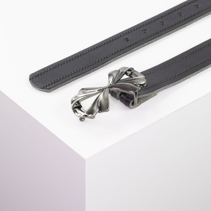 Ledergürtel 3cm mit Schnalle Paris schwarz Reißverschluss