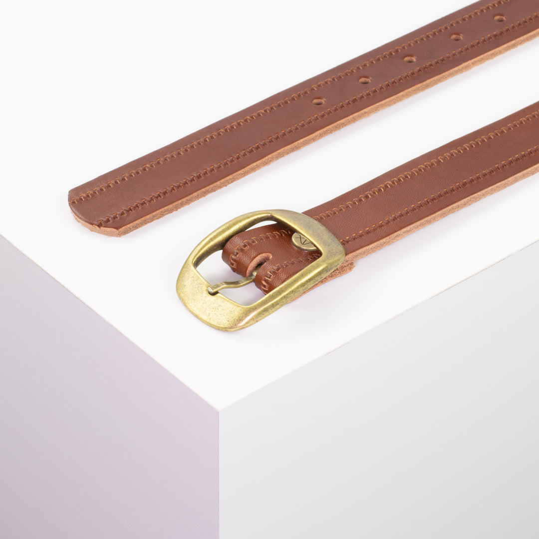 Ledergürtel 3cm mit Schnalle Budapest messing cognac Reißverschluss