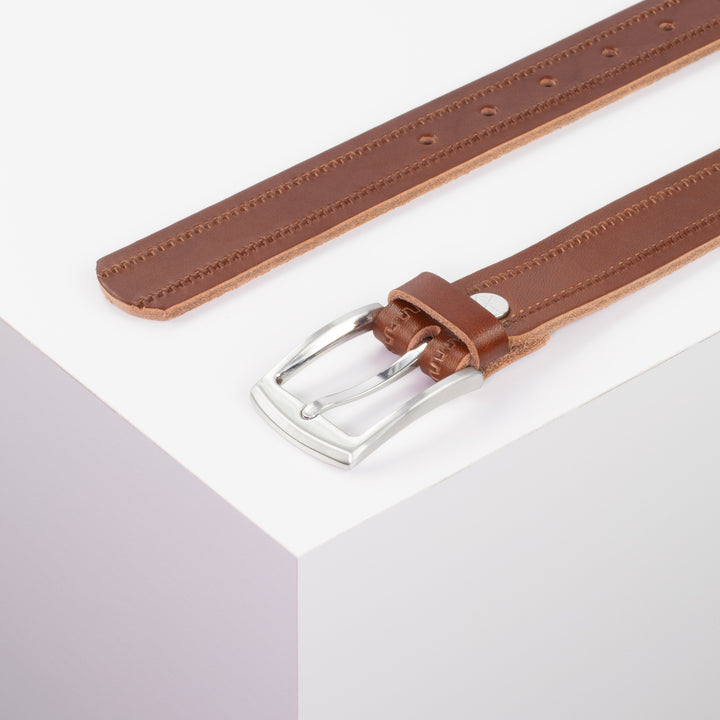 Ledergürtel 3cm mit Schnalle Washington cognac Reißverschluss