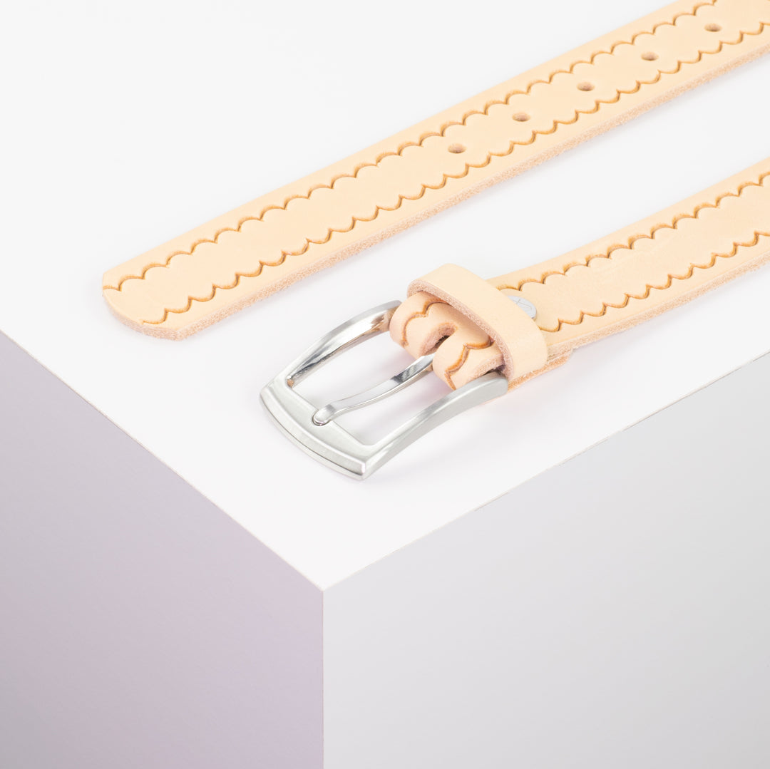 Ledergürtel 3cm mit Schnalle Washington natur kleine Welle