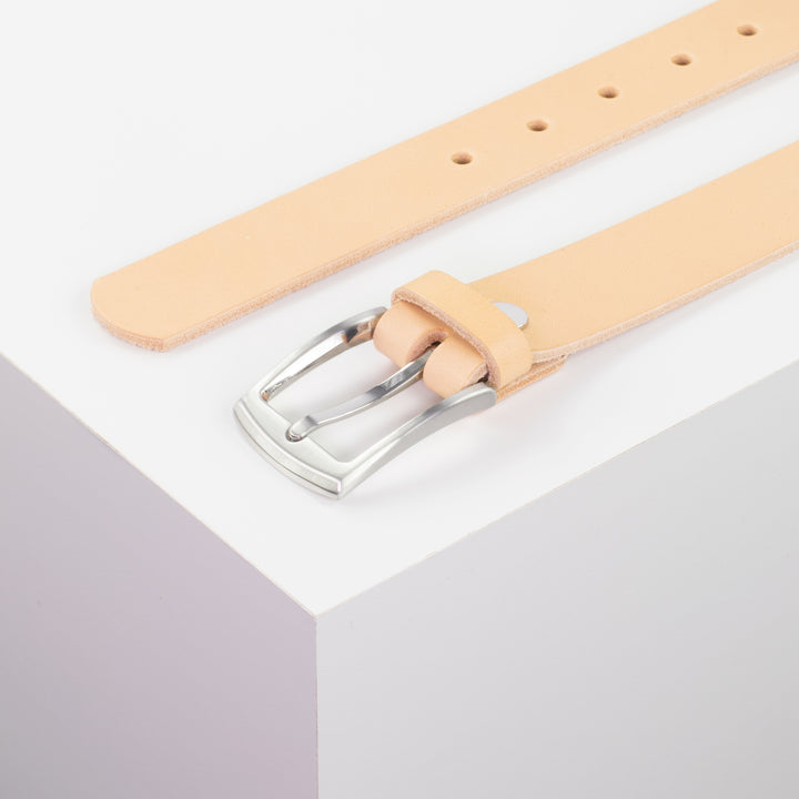 Ledergürtel 3cm mit Schnalle Washington natur ohne Muster