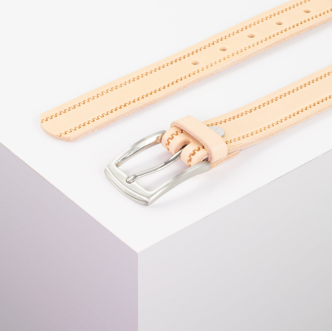 Ledergürtel 3cm mit Schnalle Washington natur Reißverschluss