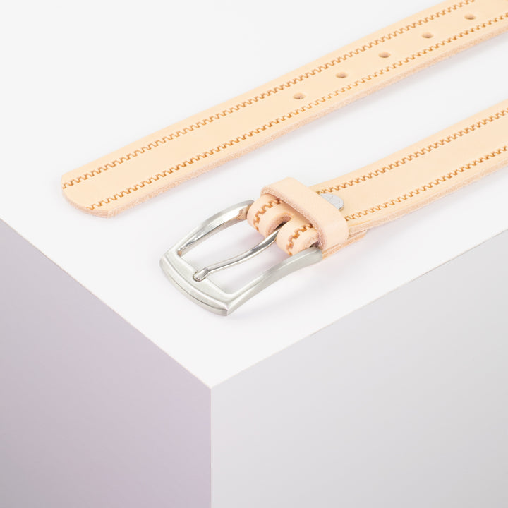 Ledergürtel 3cm mit Schnalle Washington natur Reißverschluss
