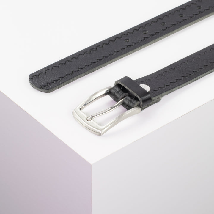 Ledergürtel 3cm mit Schnalle Washington schwarz kleine Welle