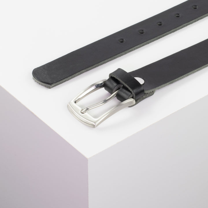 Ledergürtel 3cm mit Schnalle Washington schwarz ohne Muster