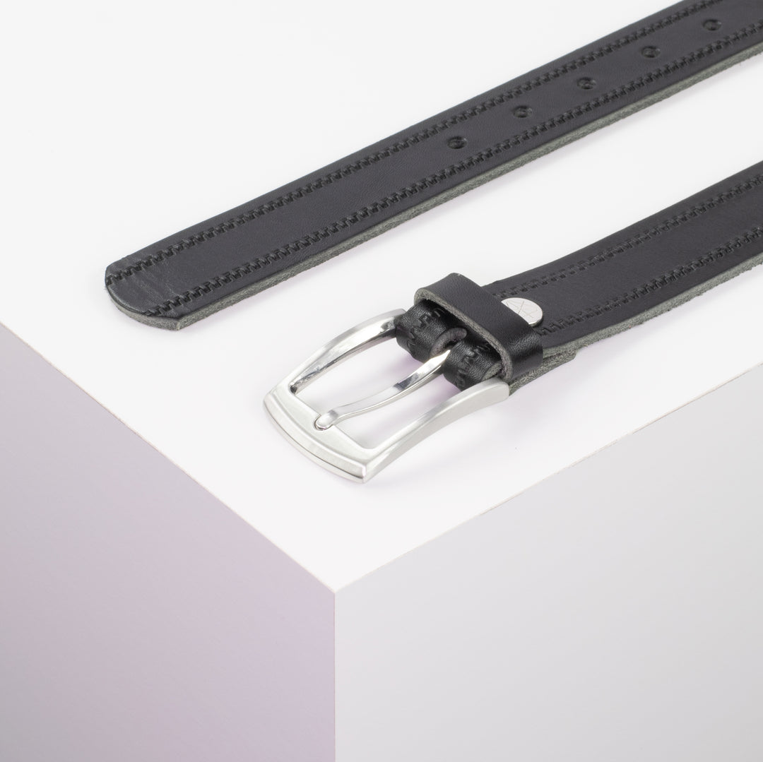 Ledergürtel 3cm mit Schnalle Washington schwarz Reißverschluss