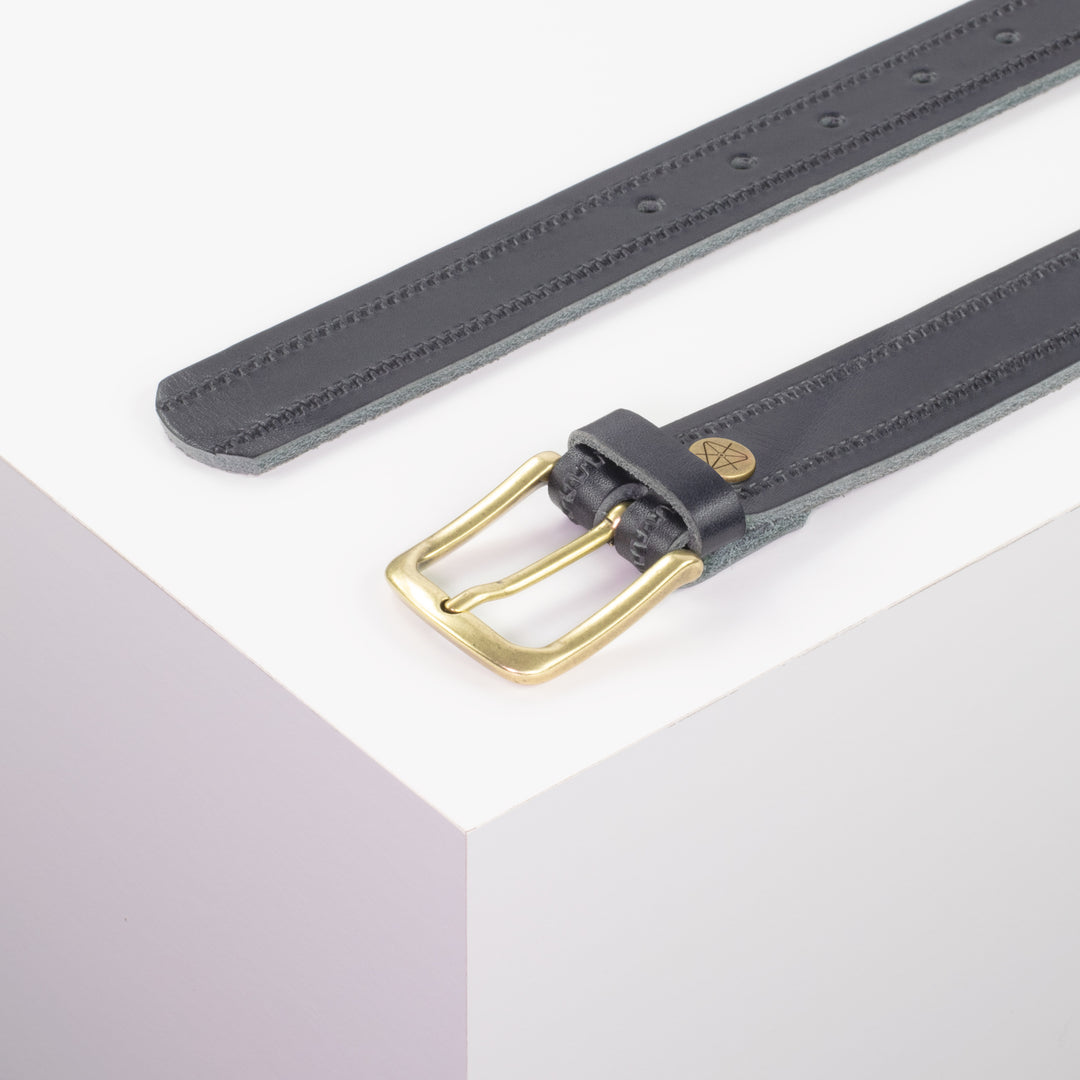 Ledergürtel 3cm mit Schnalle Liverpool messing navi Reißverschluss