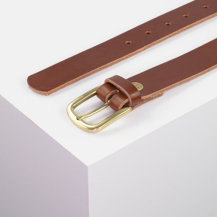 Ledergürtel 3cm mit Schnalle Conil messing cognac ohne Muster