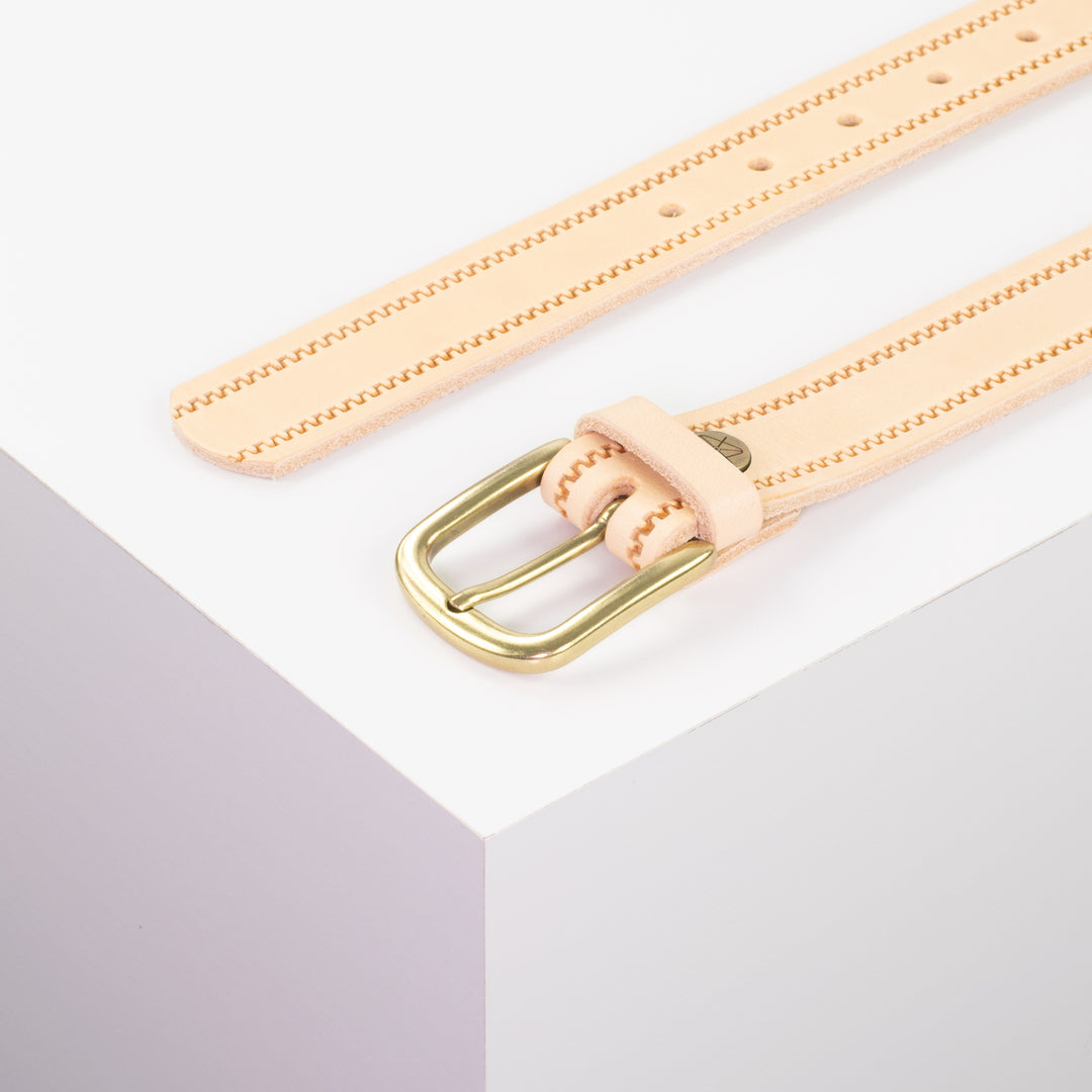 Ledergürtel 3cm mit Schnalle Conil messing natur Reißverschluss