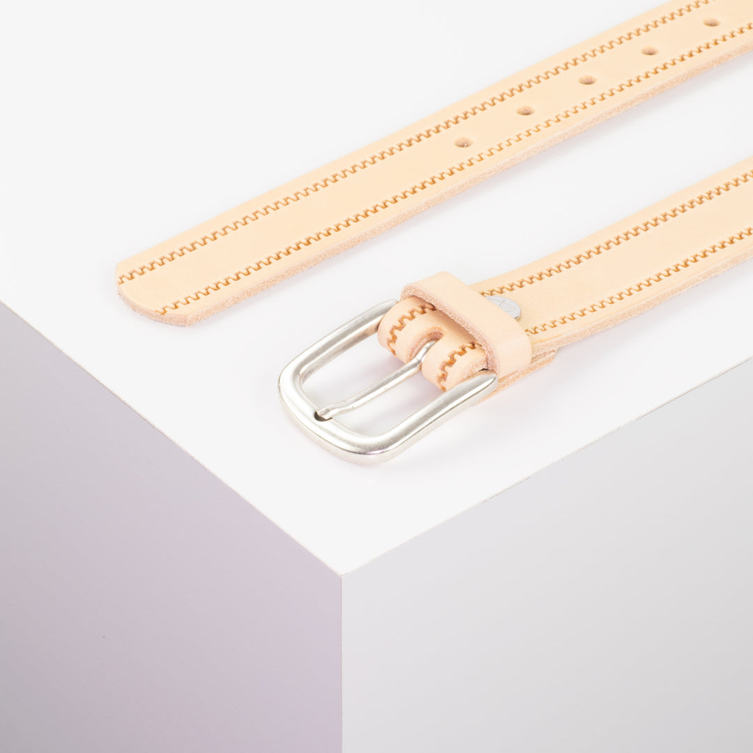 Ledergürtel 3cm mit Schnalle Conil silber matt natur Reißverschluss