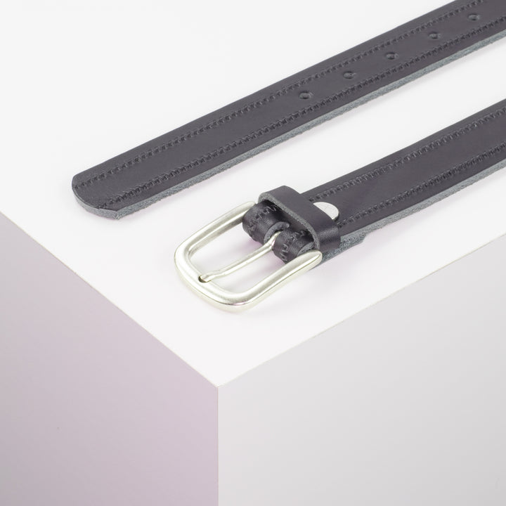 Ledergürtel 3cm mit Schnalle Conil silber matt navi Reißverschluss