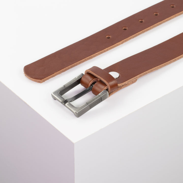 Ledergürtel 3cm mit Schnalle Denver cognac ohne Muster