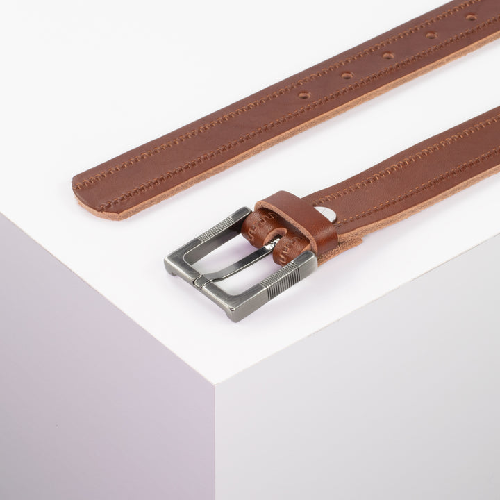 Ledergürtel 3cm mit Schnalle Denver cognac Reißverschluss