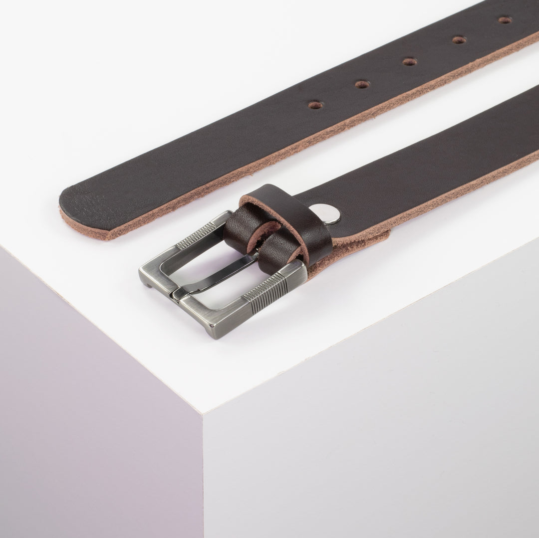 Ledergürtel 3cm mit Schnalle Denver dunkelbraun ohne Muster