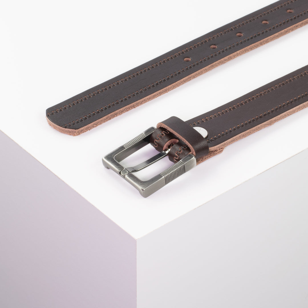 Ledergürtel 3cm mit Schnalle Denver dunkelbraun Reißverschluss