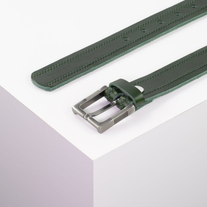 Ledergürtel 3cm mit Schnalle Denver grün Reißverschluss