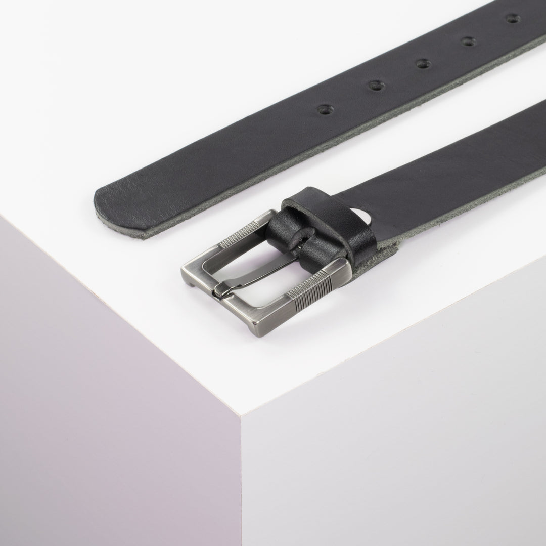 Ledergürtel 3cm mit Schnalle Denver schwarz ohne Muster