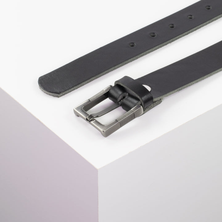 Ledergürtel 3cm mit Schnalle Denver schwarz ohne Muster