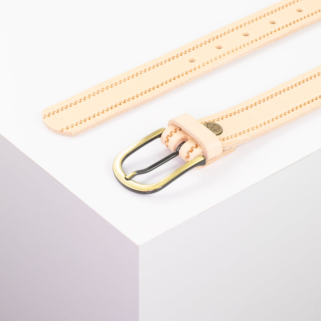 Ledergürtel 3cm mit Schnalle Nizza messing natur Reißverschluss