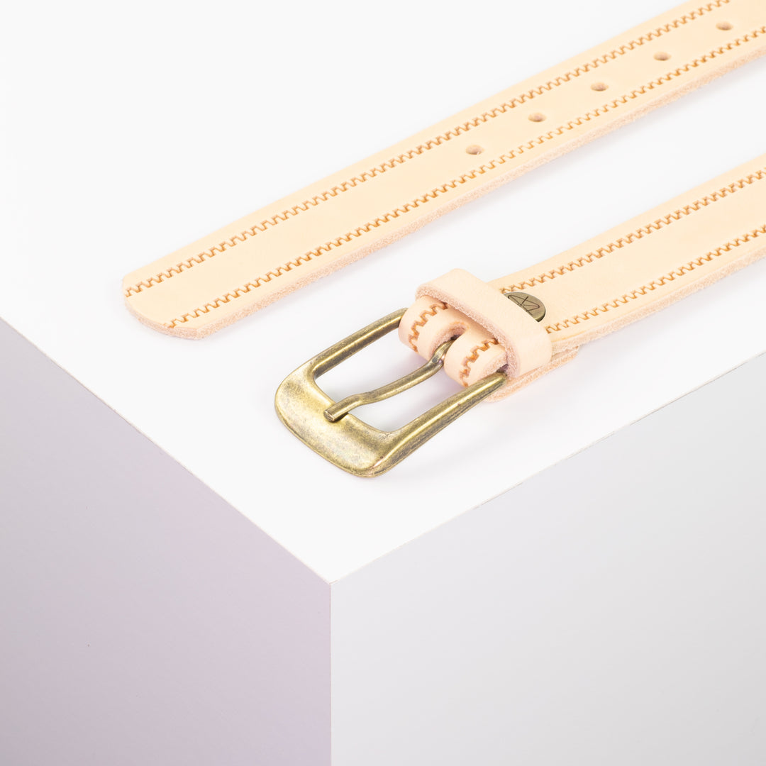 Ledergürtel 3cm mit Schnalle Brüssel messing natur Reißverschluss