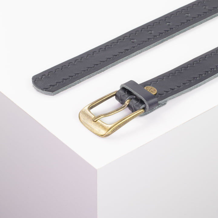 Ledergürtel 3cm mit Schnalle Brüssel messing navi kleine Welle