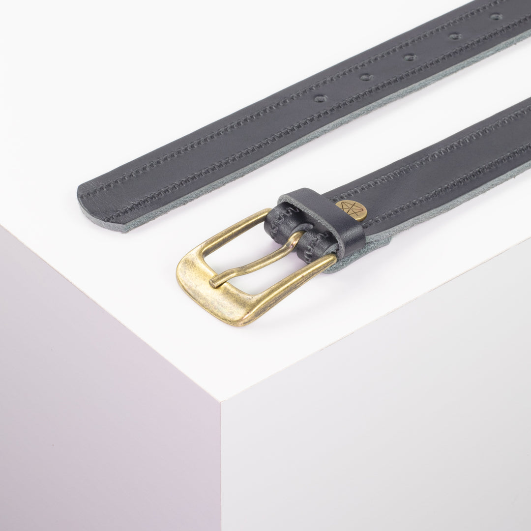 Ledergürtel 3cm mit Schnalle Brüssel messing navi Reißverschluss