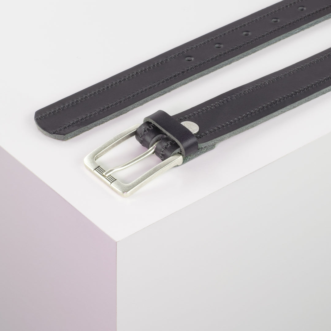Ledergürtel 3cm mit Schnalle Casablanca silber navi Reißverschluss