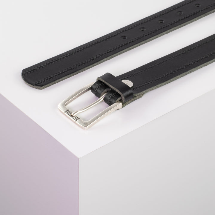 Ledergürtel 3cm mit Schnalle Casablanca silber schwarz Reißverschluss