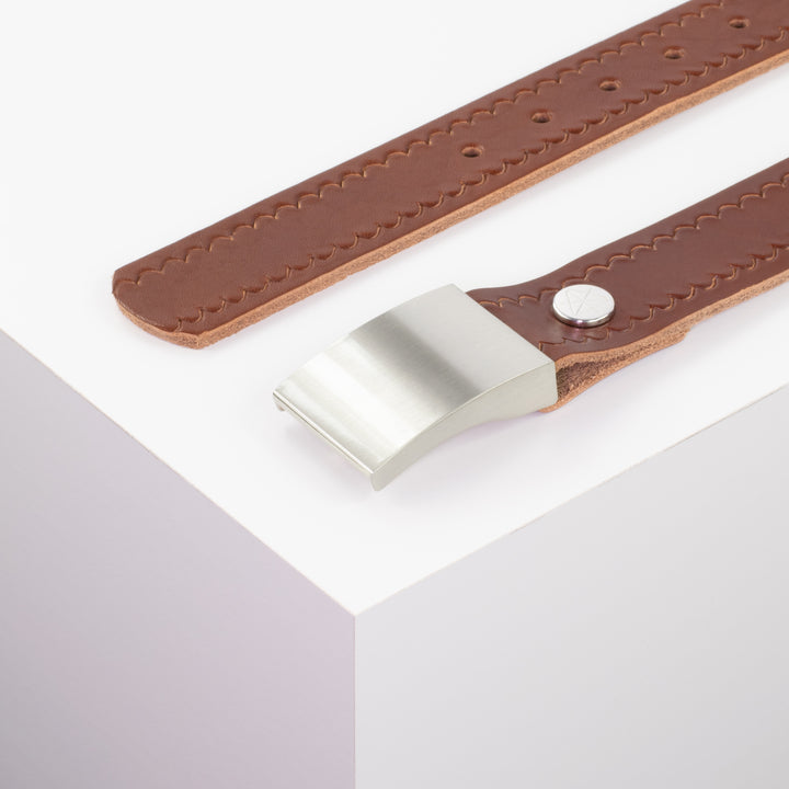 Ledergürtel 3,5cm mit Schnalle London cognac kleine Welle