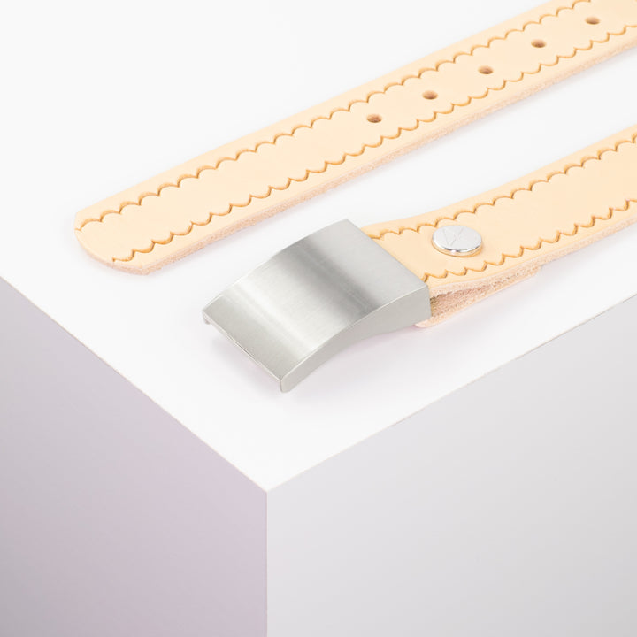 Ledergürtel 3,5cm mit Schnalle London natur kleine Welle