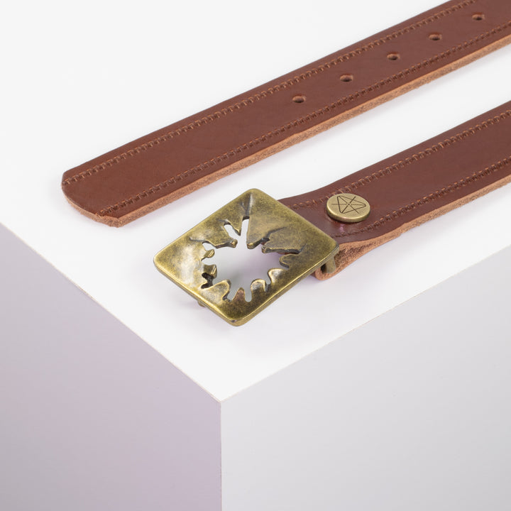 Ledergürtel 3,5cm mit Schnalle Vesuvio messing cognac Reißverschluss