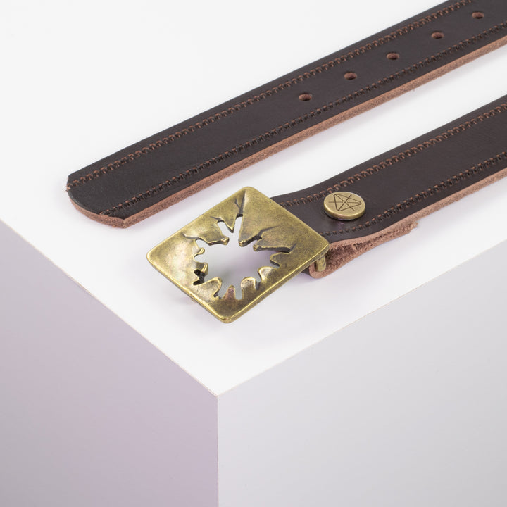 Ledergürtel 3,5cm mit Schnalle Vesuvio messing dunkelbraun Reißverschluss
