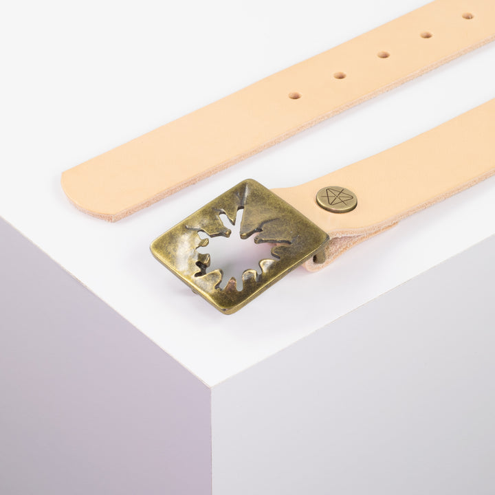 Ledergürtel 3,5cm mit Schnalle Vesuvio messing natur ohne Muster