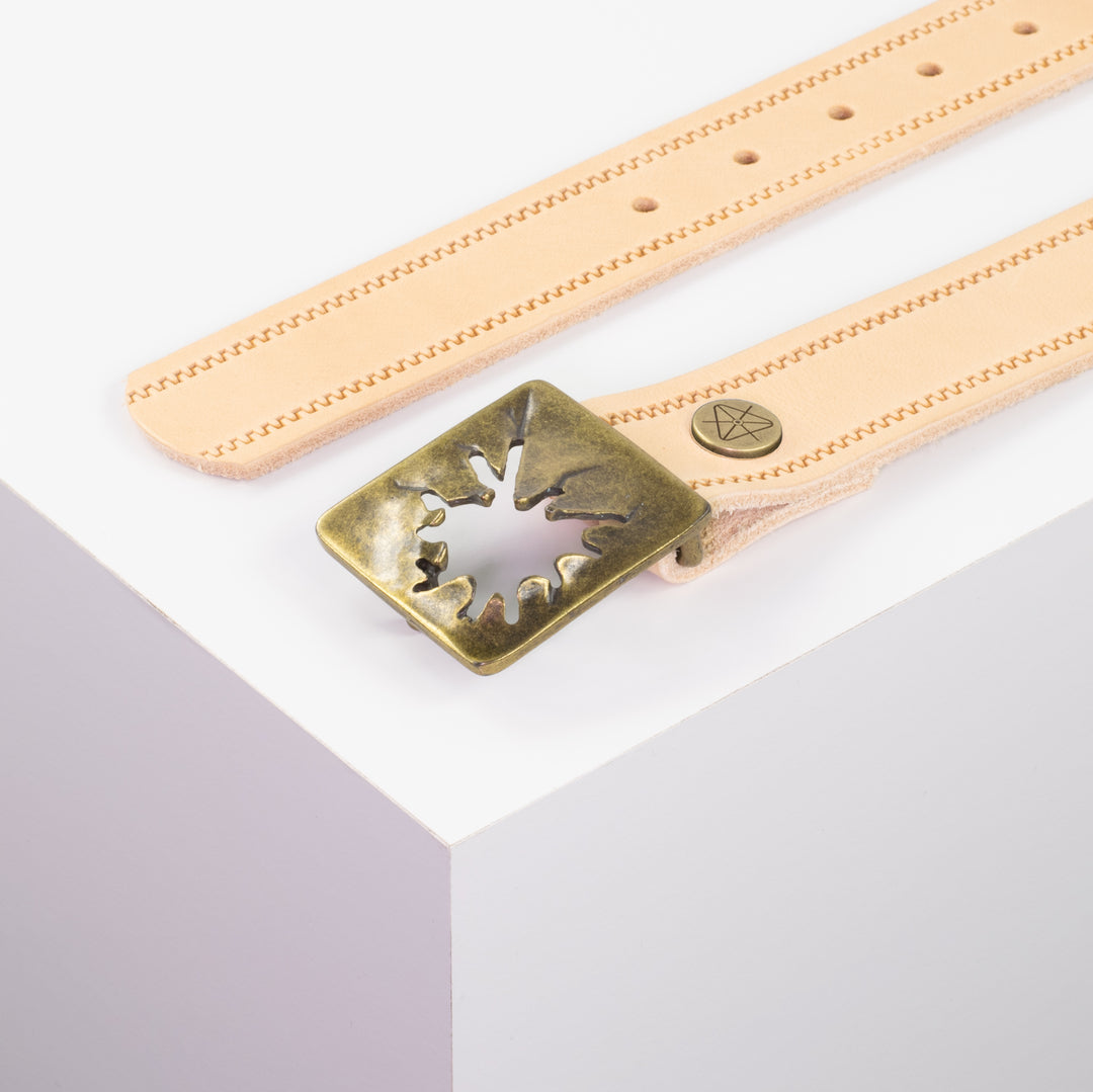 Ledergürtel 3,5cm mit Schnalle Vesuvio messing natur Reißverschluss
