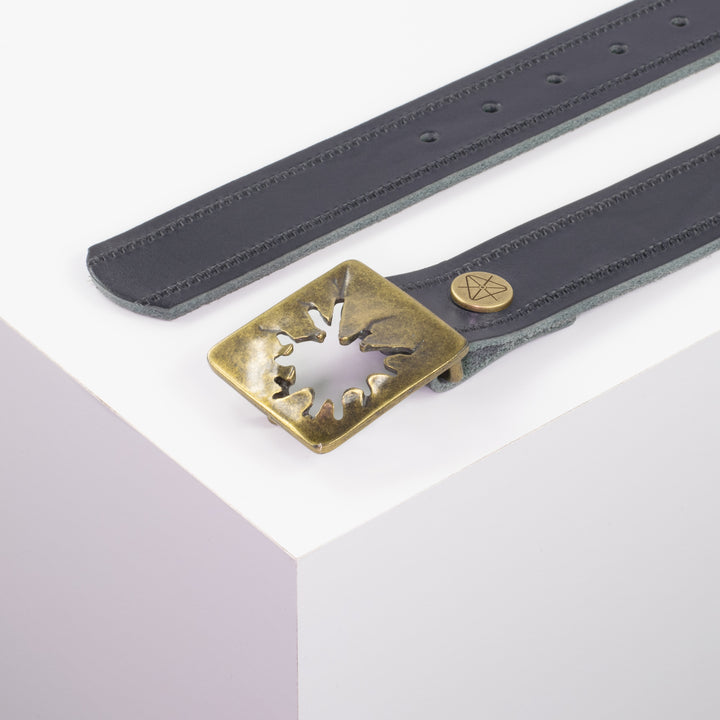 Ledergürtel 3,5cm mit Schnalle Vesuvio messing navi Reißverschluss