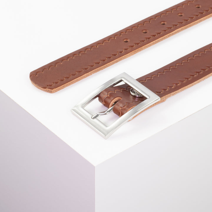 Ledergürtel 3,5cm mit Schnalle Sydney cognac kleine Welle