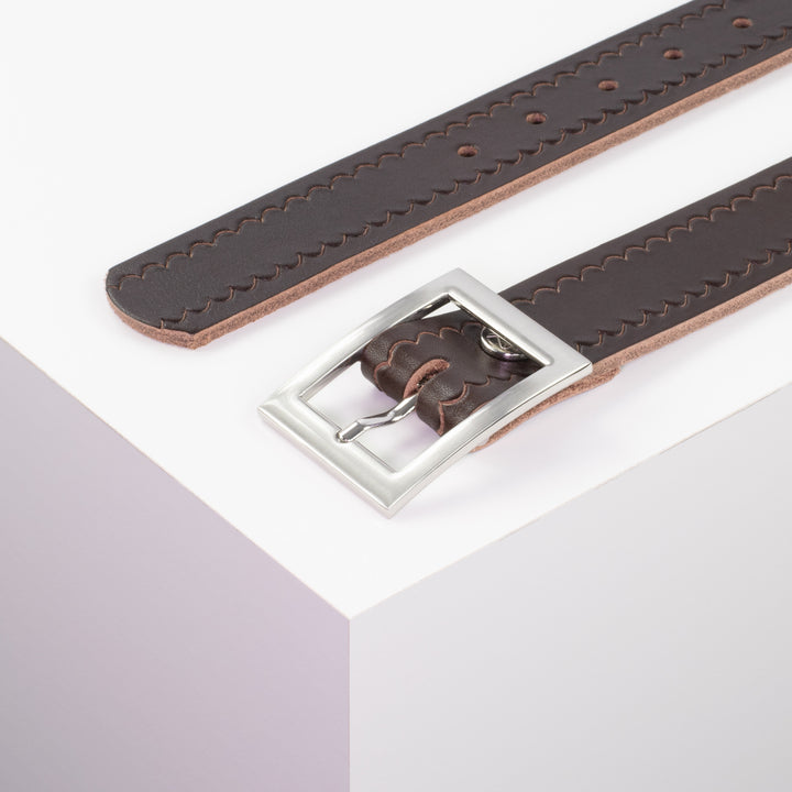 Ledergürtel 3,5cm mit Schnalle Sydney dunkelbraun kleine Welle